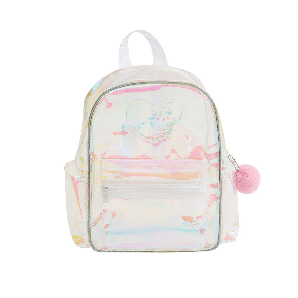 Wholesale  Transparent Kidsren' s Backpack Girl Heart Laser Travel Waterproof Leisure Bag